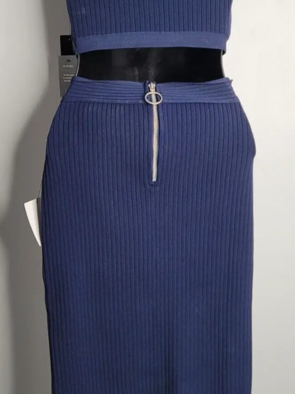 Lulus Navy Ribbed One-Shoulder Knit Dress Set medium - Picture 2 of 8